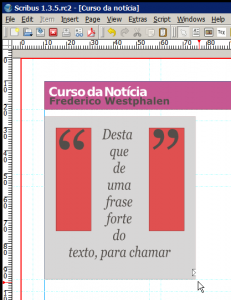 Primeira passagem do script com aspas de texto