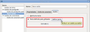 Definição de tecla de atalho para estilo de parágrafo