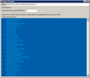 Xpath Checker mostra todos os links do Newseum