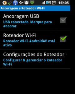 Roteamento Wi-Fi do Samsung 5. Este recurso não existe no Wei Dream.