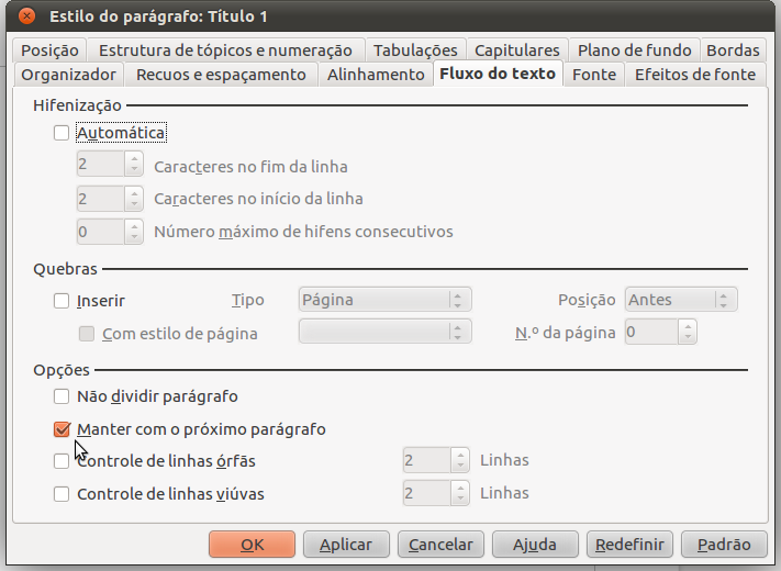 Como evitar que os títulos fiquem sozinhos no final das páginas.